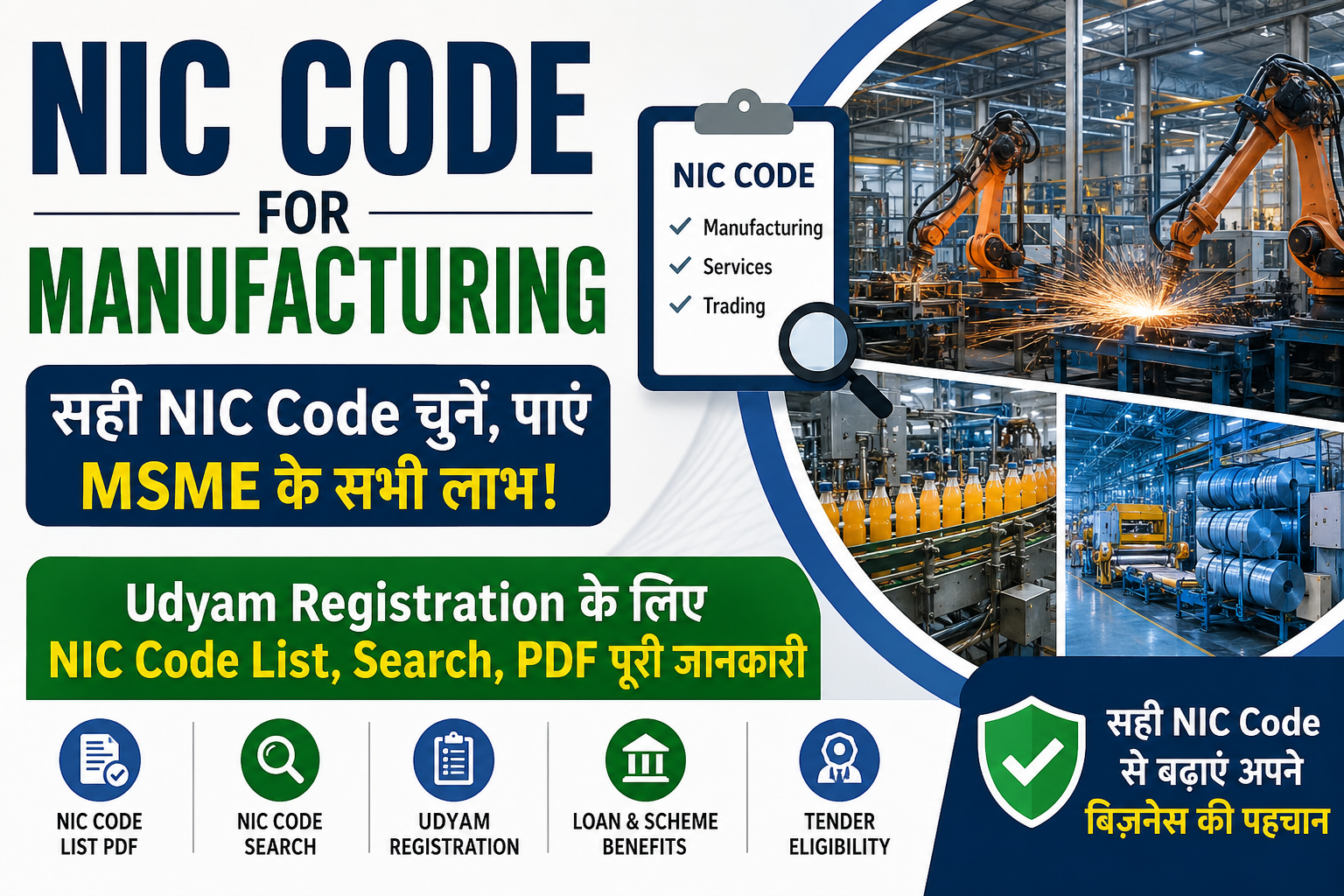NIC Code for Manufacturing | Udyam NIC Code List PDF | NIC Code Search